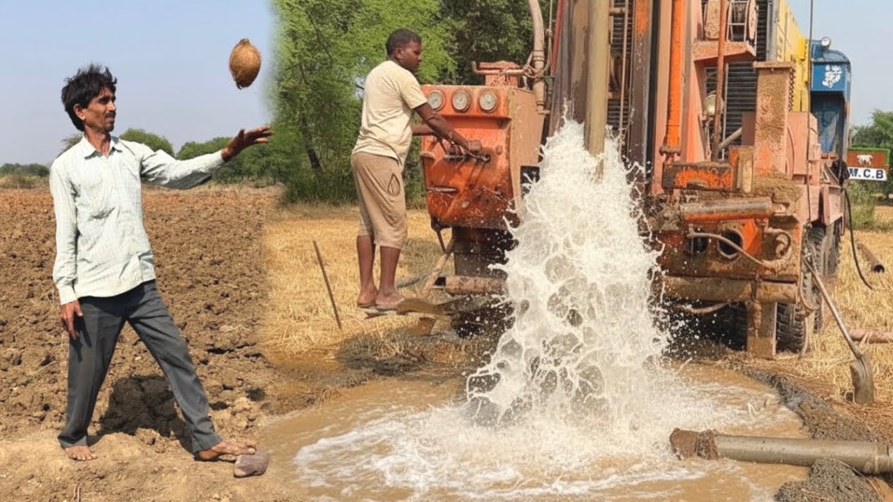 Borewell Drilling - 7 Hp Motor 130 Feet Deep boring With Coconut water checking Method | Borewells