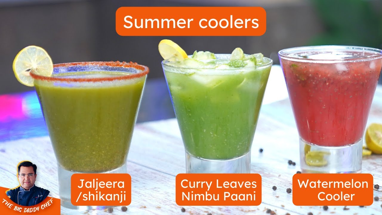 गर्मी की 3 आसान ठंडी ड्रिंक्स जो बन जाएं झटपट | Easy Jaljeera, Nimbu paani, watermelon cooler recipe