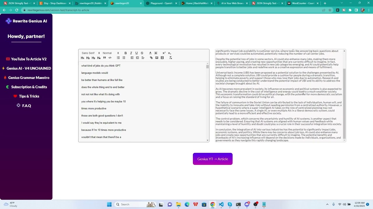 Transform Any YouTube Caption Into High-Quality Articles - Rewrite Genius AI