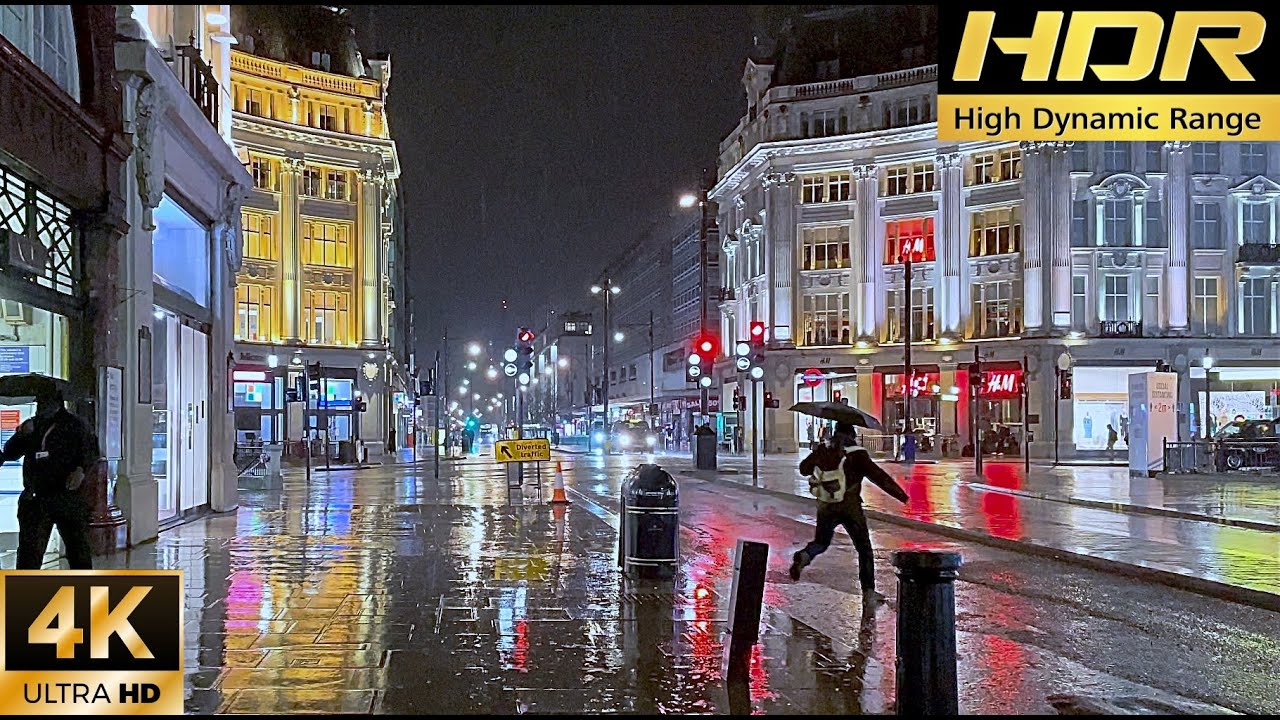 London night walk in Heavy rain |Central London| ASMR rain sounds| Unseen heavy rain London [4K HDR]