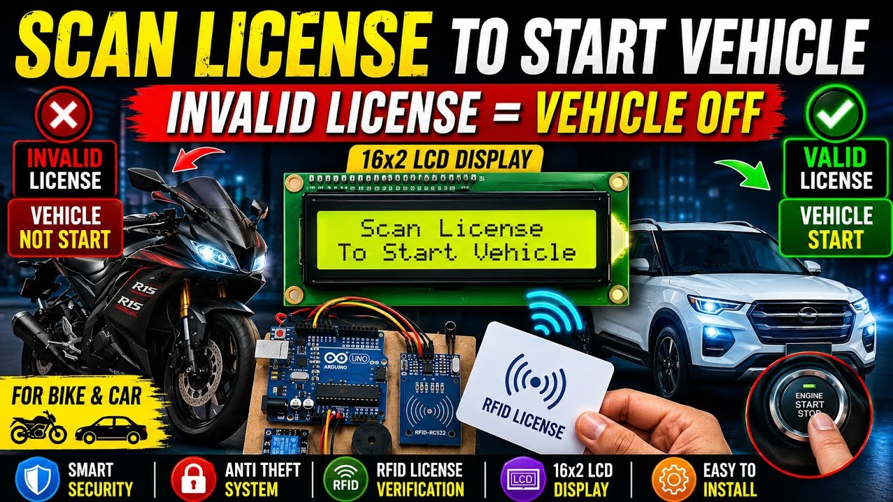 Smart Vehicle Security System using Arduino | License Verification Based Vehicle Start System