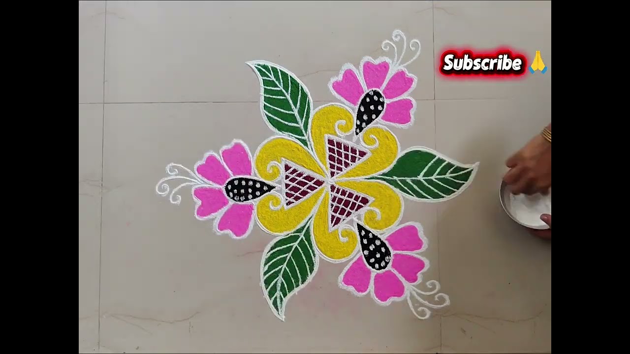 Easy kolam #easy Rangoli #rangoli #simple kolam #daily kolam #new kolam #muggulu #color kolam #arts