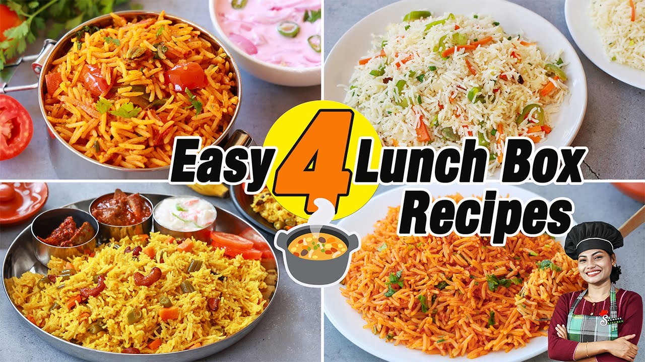 എന്തെളുപ്പം! ജോലി ഈസി 4 Variety Rice Recipes | Easy Lunch Box Recipes In Malayalam