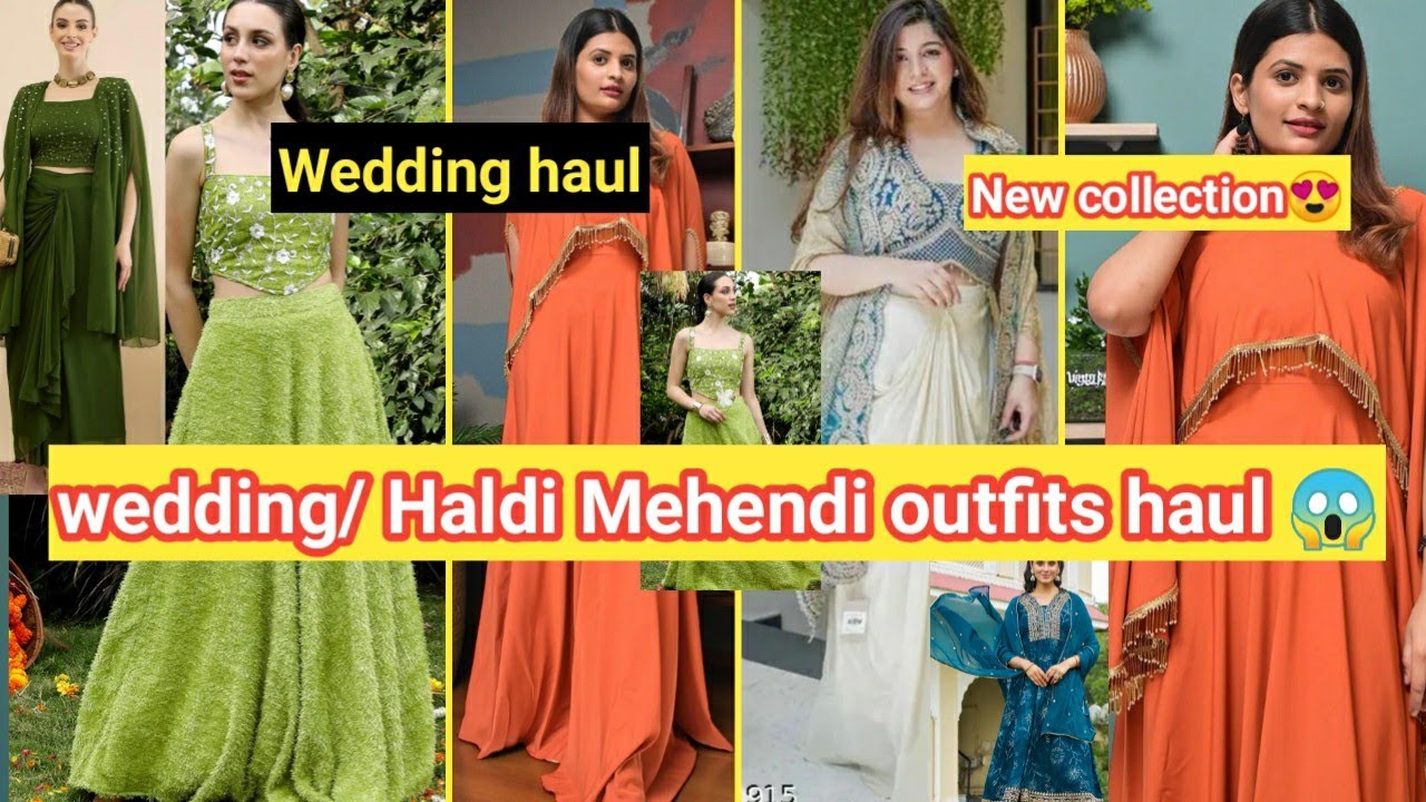 Partywear,wedding,haldi & mehndi outfits haul | Meesho lehenga & gown haul ✨Myntra Lehenga & gown