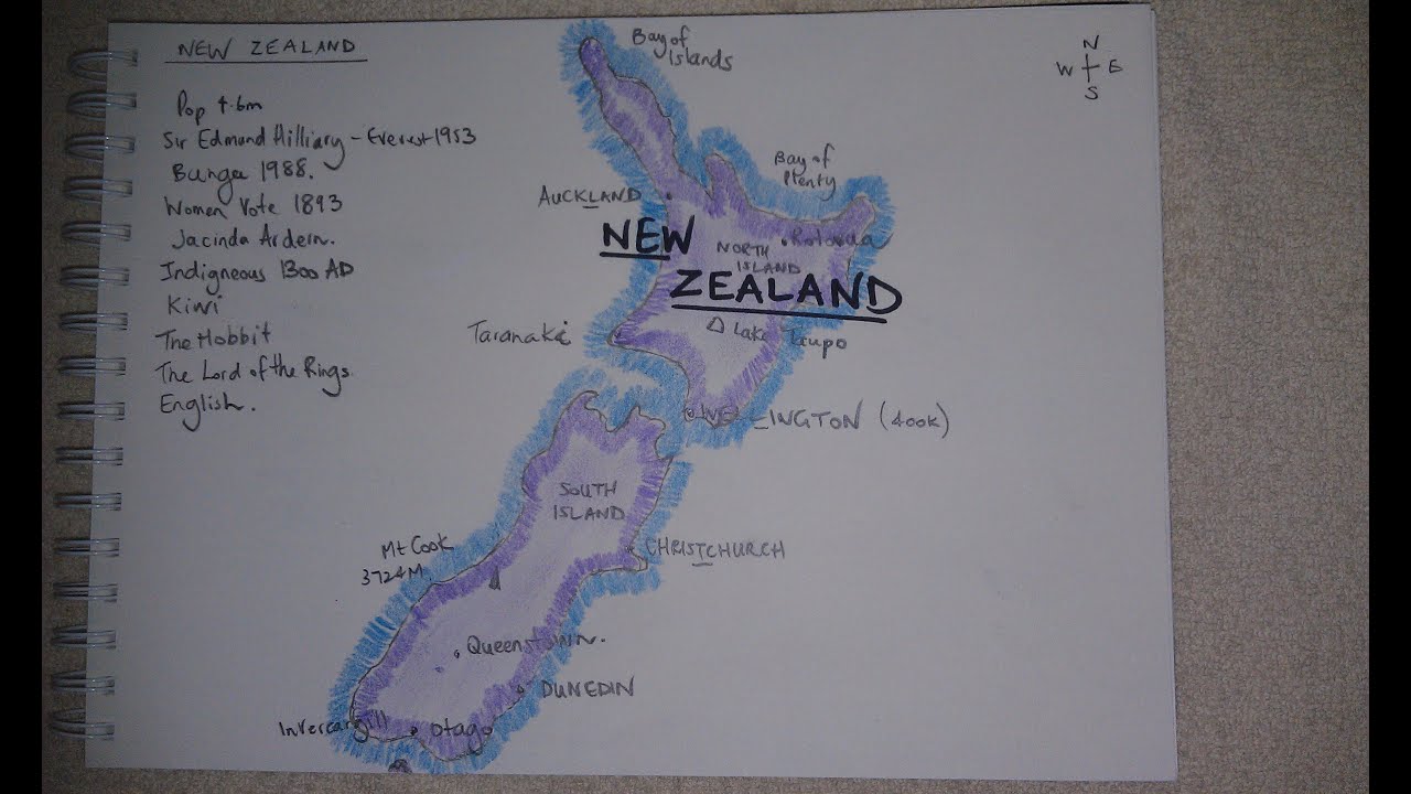 ASMR - Map of New Zealand - Australian Accent - Chewing Gum & Describing in a Quiet Whisper
