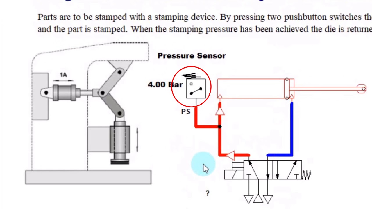 Automation Studio: [ Stamping machine] | Electro pneumatics with pressure sensor