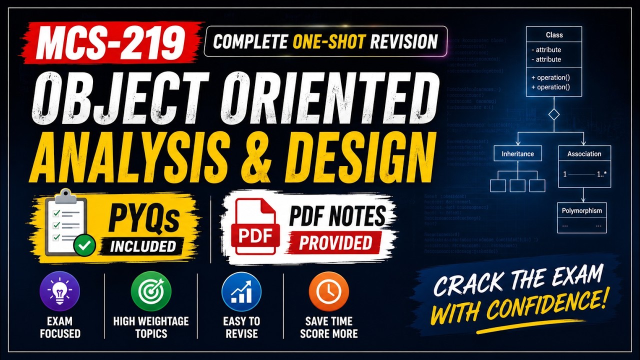 MCS-219 Object Oriented Analysis and Design One Shot | IGNOU MCA Full Revision 2025-26 | PYQs