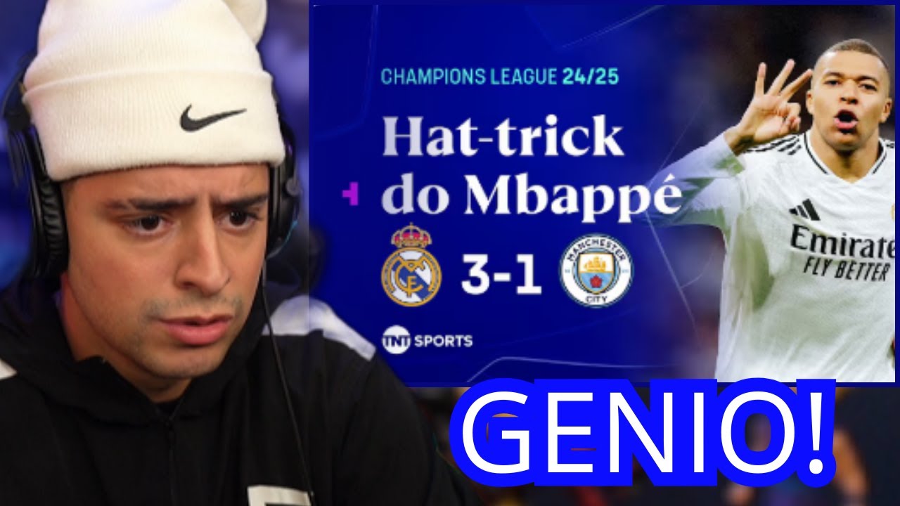 CORINGA- REAGINDO. MBAPPÉ ACABOU COM O CITY E MARCA 3 GOLS ESPETACULARES REAL MADRID -3X1- CITY