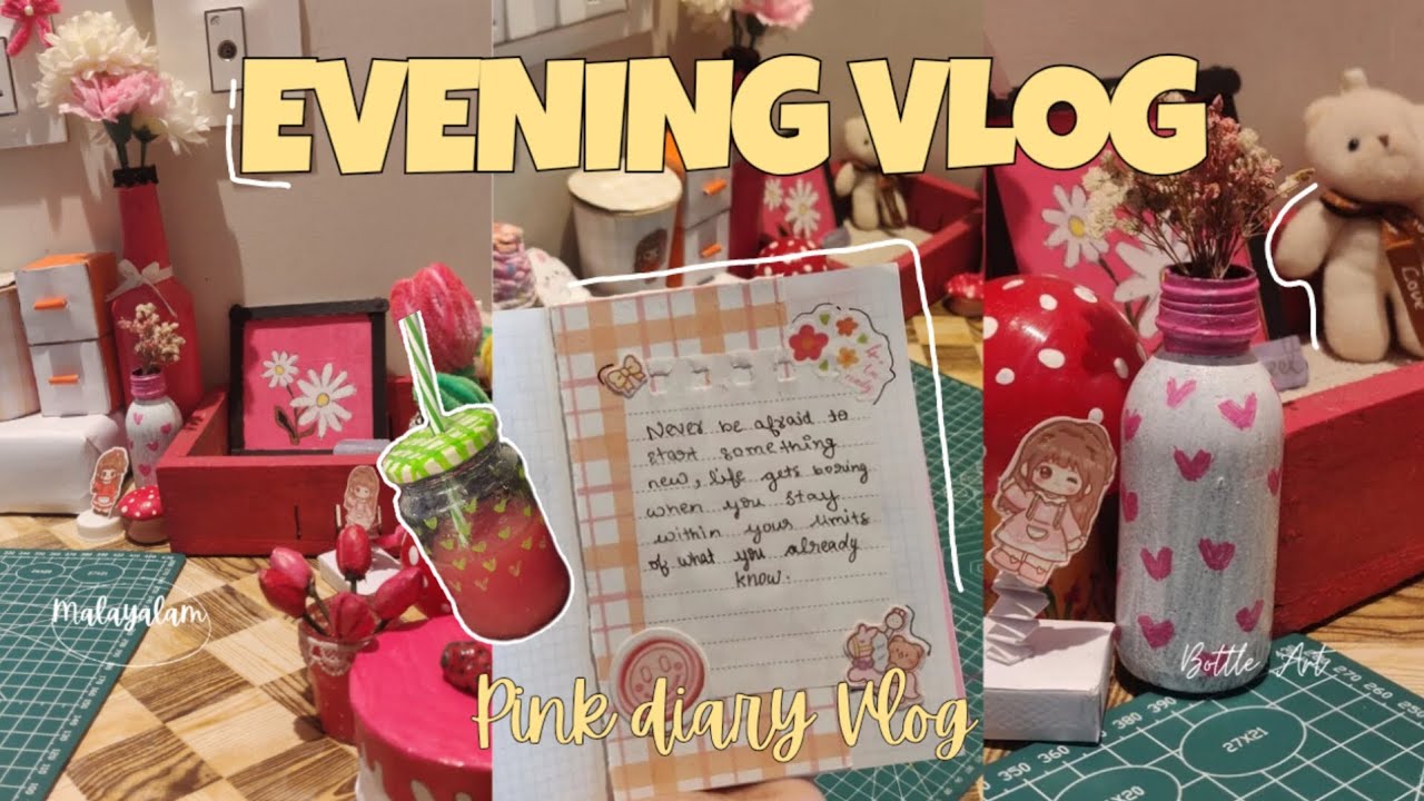 Evening Vlog🌷| Pink Diary, Cozy Art & Calm Moments🎀 | Malayalam Vlog✨