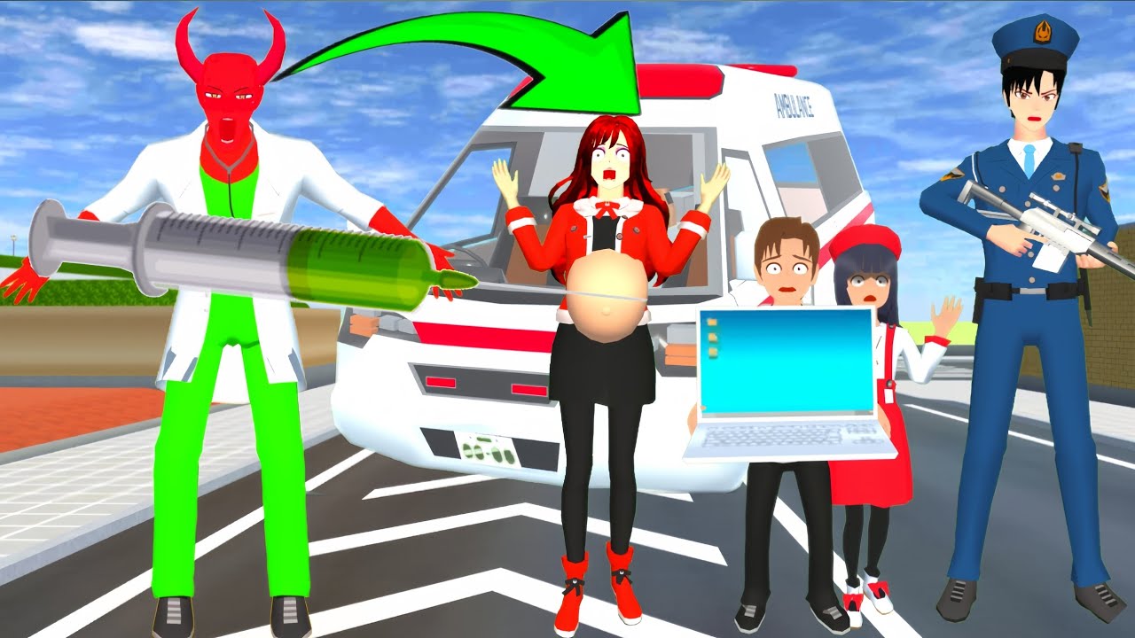 HeroPoliceman saves pregnant woman from zombie👹||#sakuraschoolsimulator#sss #viralvideo#trrendingfyp