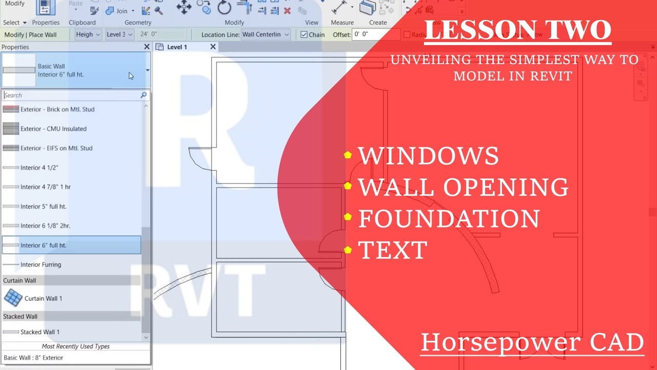 How to add Windows || Wall Opening || Foundation || Text #revit @horsepowercad 