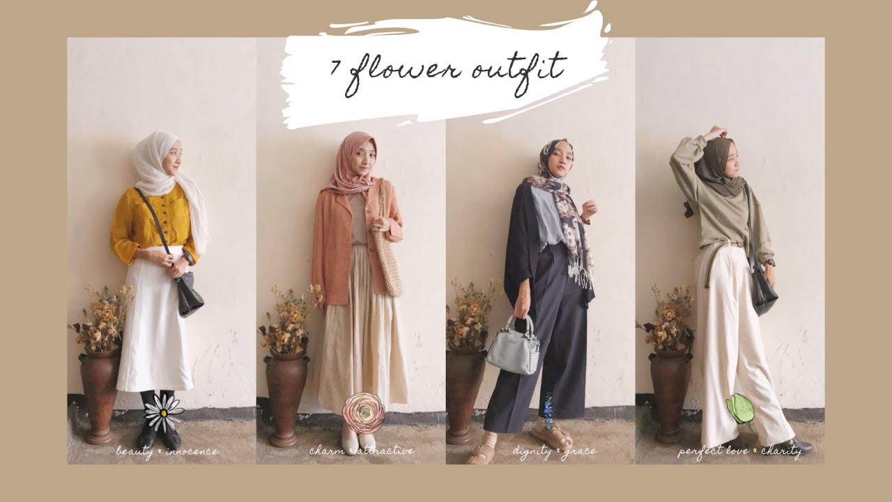 7 outfit inspired by flowers / dressing up like flowers / spring lookbook hijab #ootd #vintage