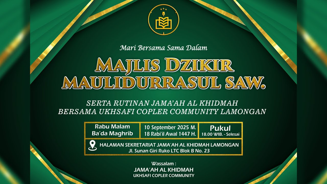 Live Streaming Majlis Dzikir Maulidurrasul SAW Serta Rutinan Ukhsafi Copler Comunity Lamongan 2025
