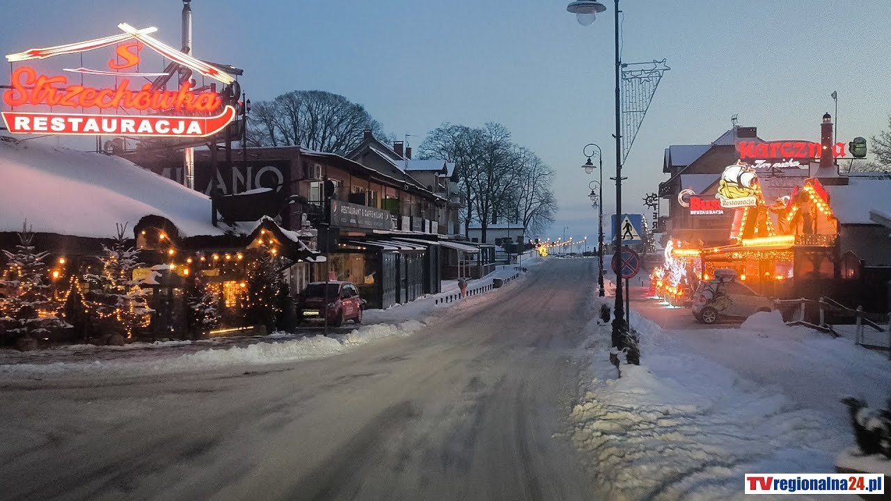 Zimowy wieczorny przejazd z ❄️ Krynicy Morskiej do 🌊 Przekopu Mierzei Wiślanej