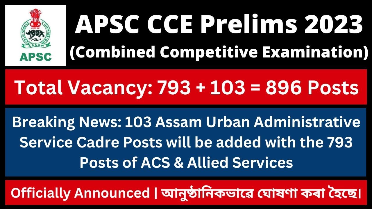 APSC CCE 2023: Assam Urban Administrative Service Cadre (Official Notification)