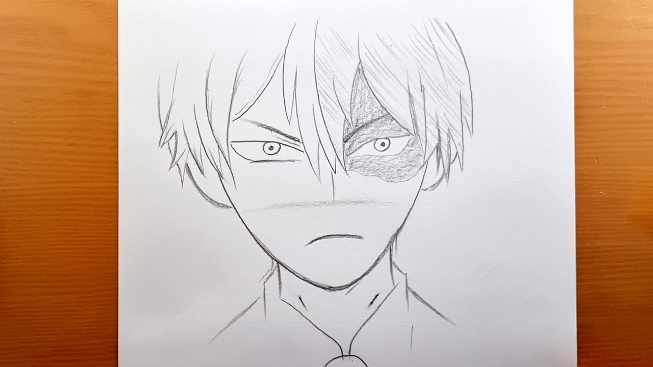 dibujo de anime a lápiz fácil | como dibujar shoto todoroki facil paso a paso