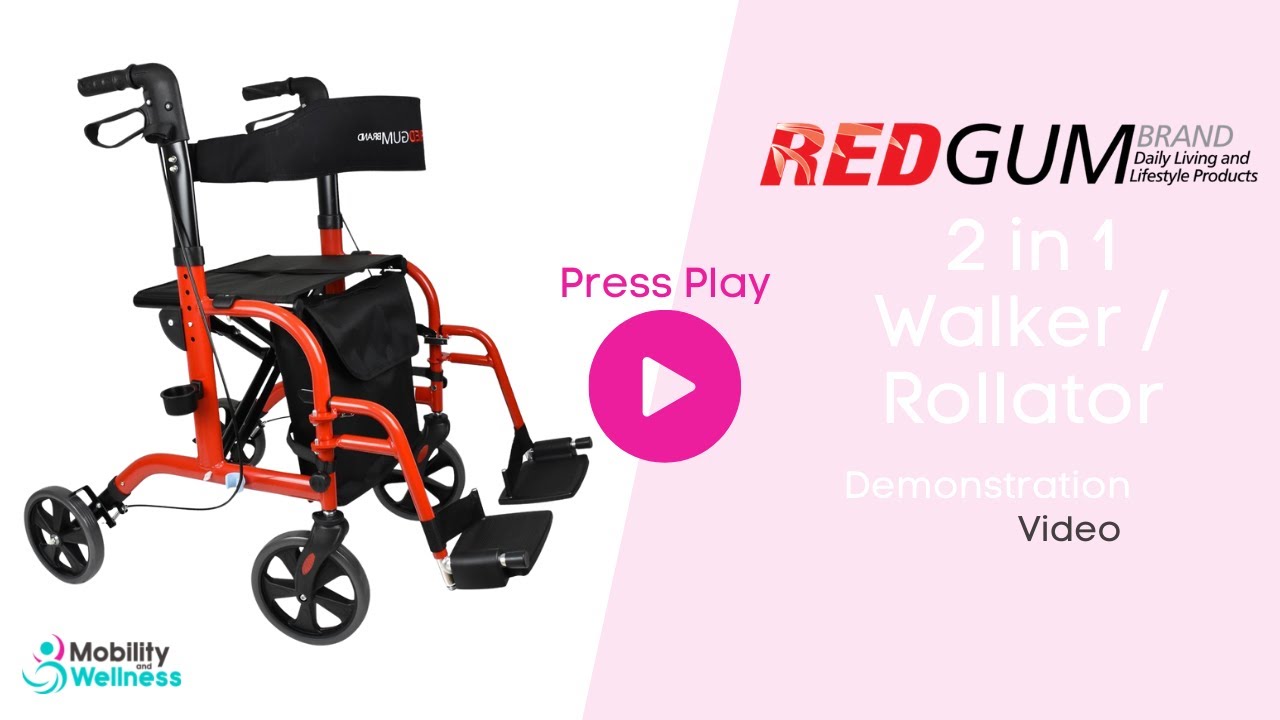 Redgum 2 In 1 Walker / Transit Chair - Demonstration Video