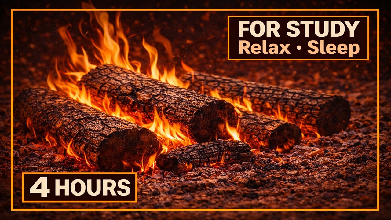 Fireplace Sounds 4 Hours (No Music) – Real Crackling Fire for Deep Sleep
