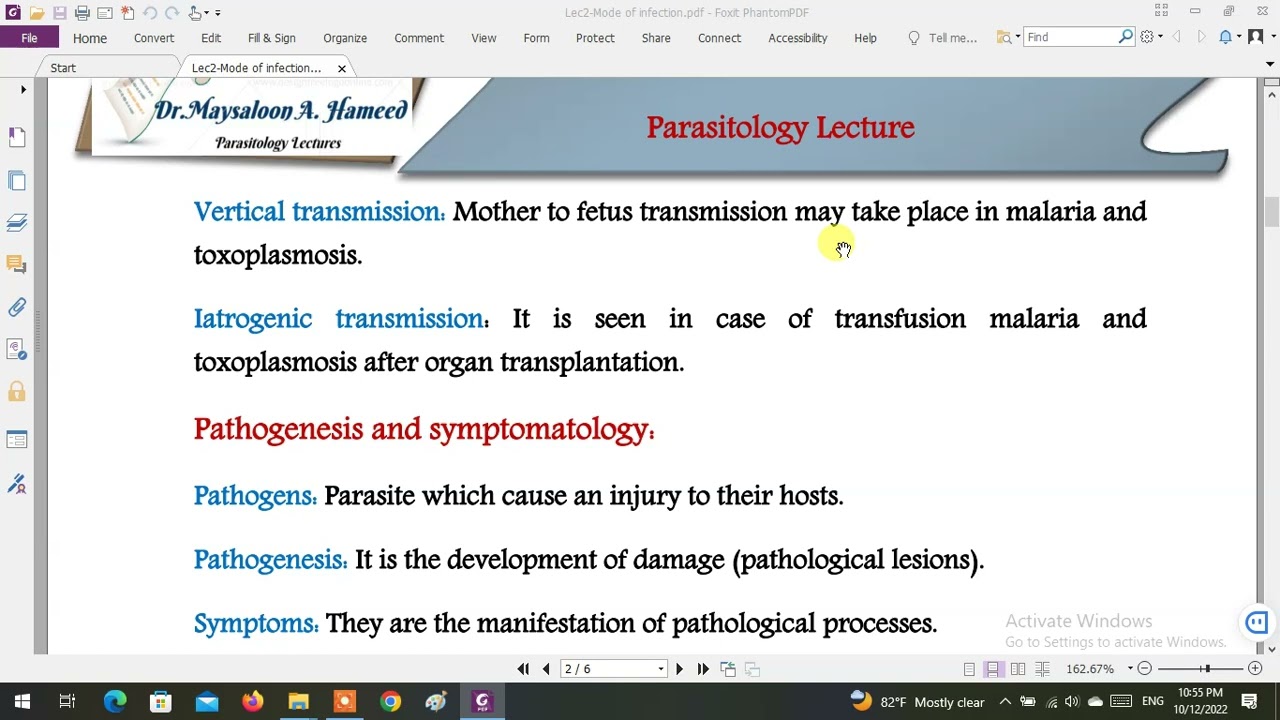 University of Basra - College of Medicine - 3rd stage - parasite -L2 PART 1