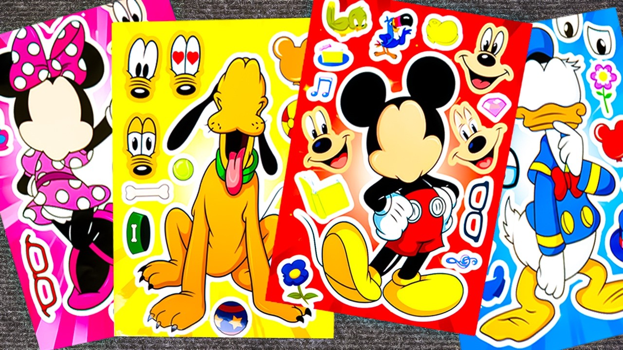 [Paper DIY] Mickey Mouse, Minnie Mouse, Donald Duck & Goofy Sticker Book | DIY ASMR Paper