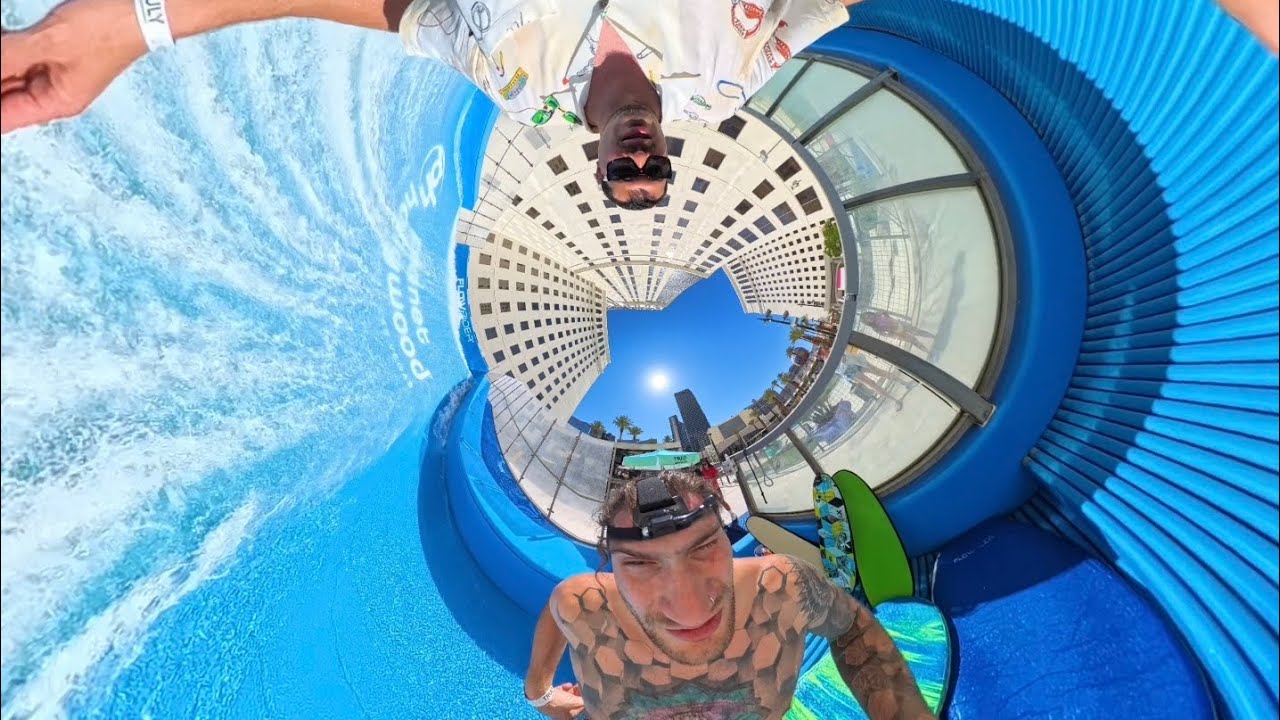 Scott Callens VR insta360 x4 8k 360 video at Planet Hollywood Las Vegas Resort Pool FlowRider Surf