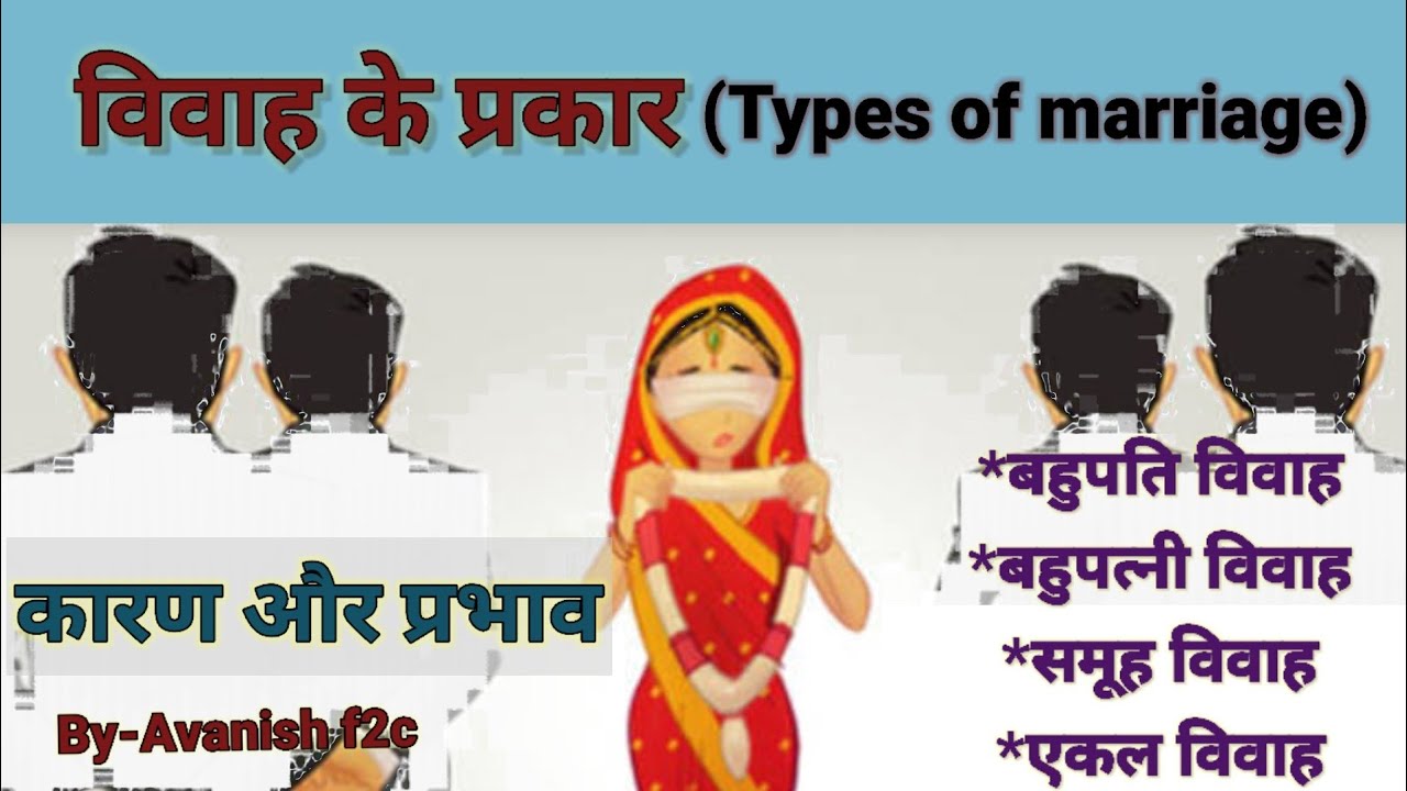Types of Marriage। विवाह के प्रकार।  बहुपति विवाह। बहु पत्नी विवाह। समूह विवाह