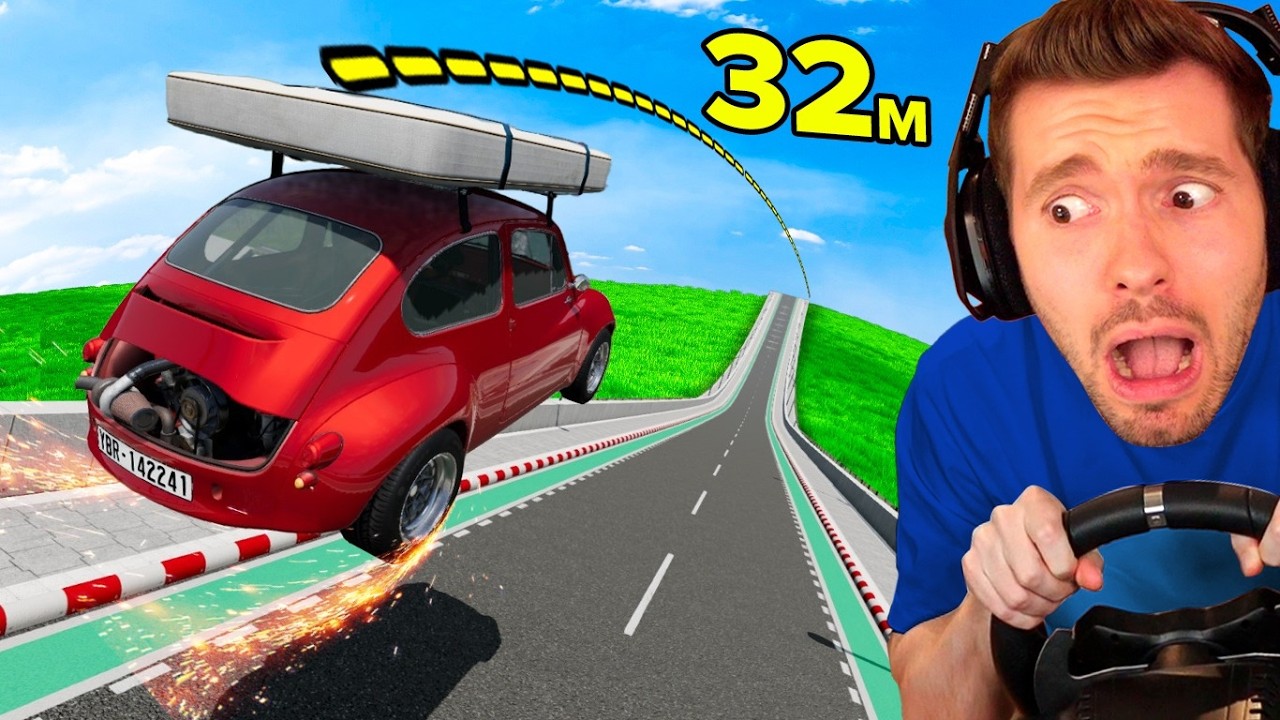 32 METROS DE SALTO com carros voadores no BeamNG Drive! (ÉPICO)