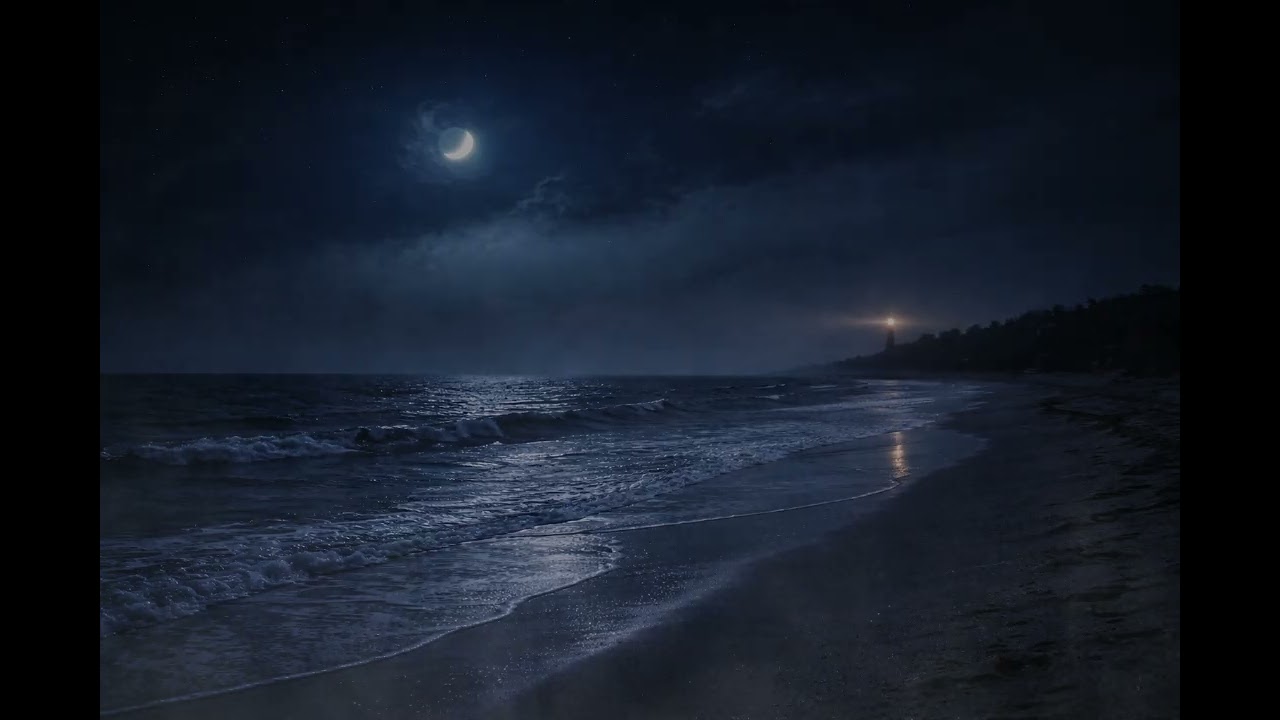 Durma com Som de Ventania e Ondas do Mar 🌊 Noite Nebulosa na Praia#relaxing#sleep#sompararelaxar 