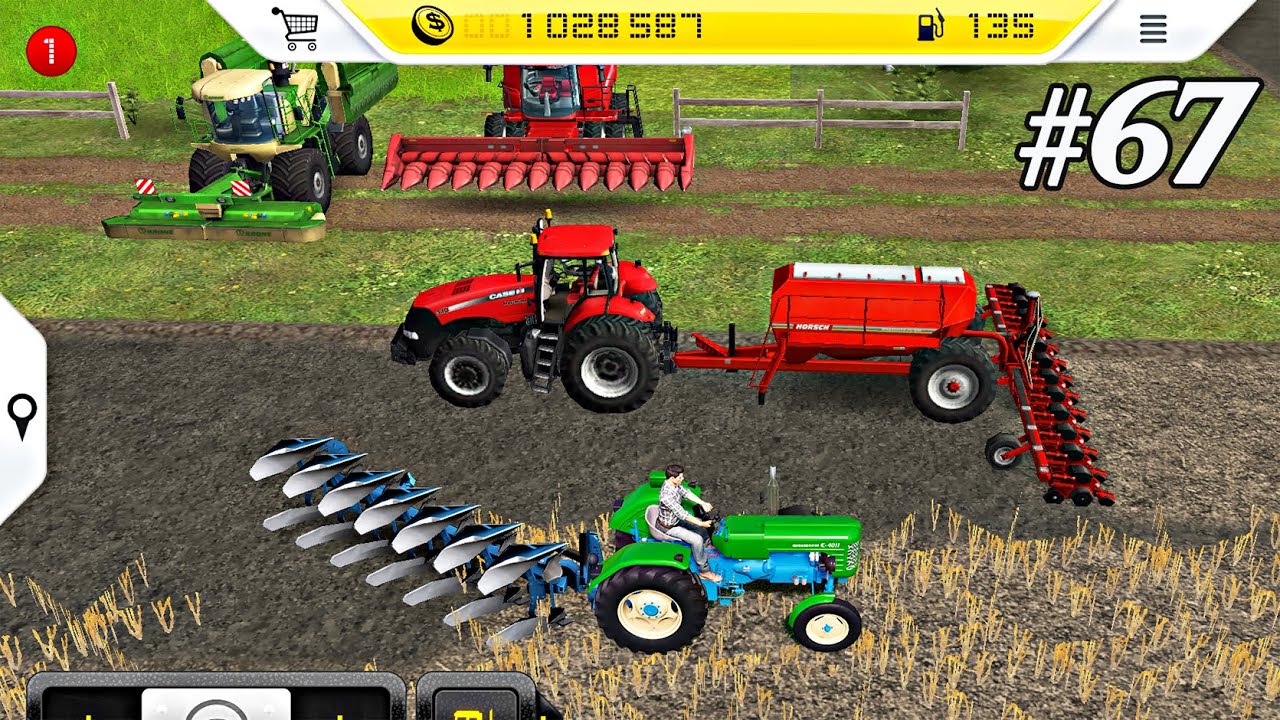 FS 14. Timelapse # 67. Plowing, spreading manure. Small wheat harvest.