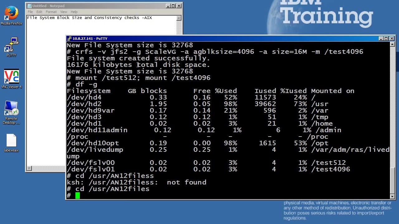IBM AIX File System Block size and consistency checks