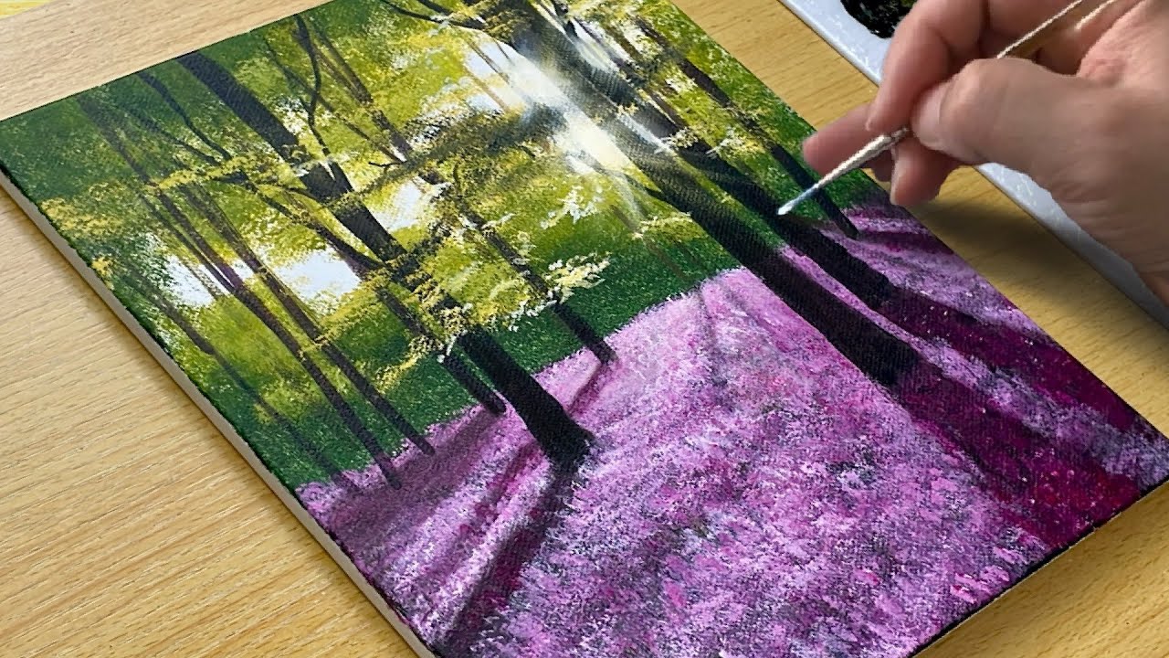 Easy Way to Paint a Pretty Forest / Acrylic Painting