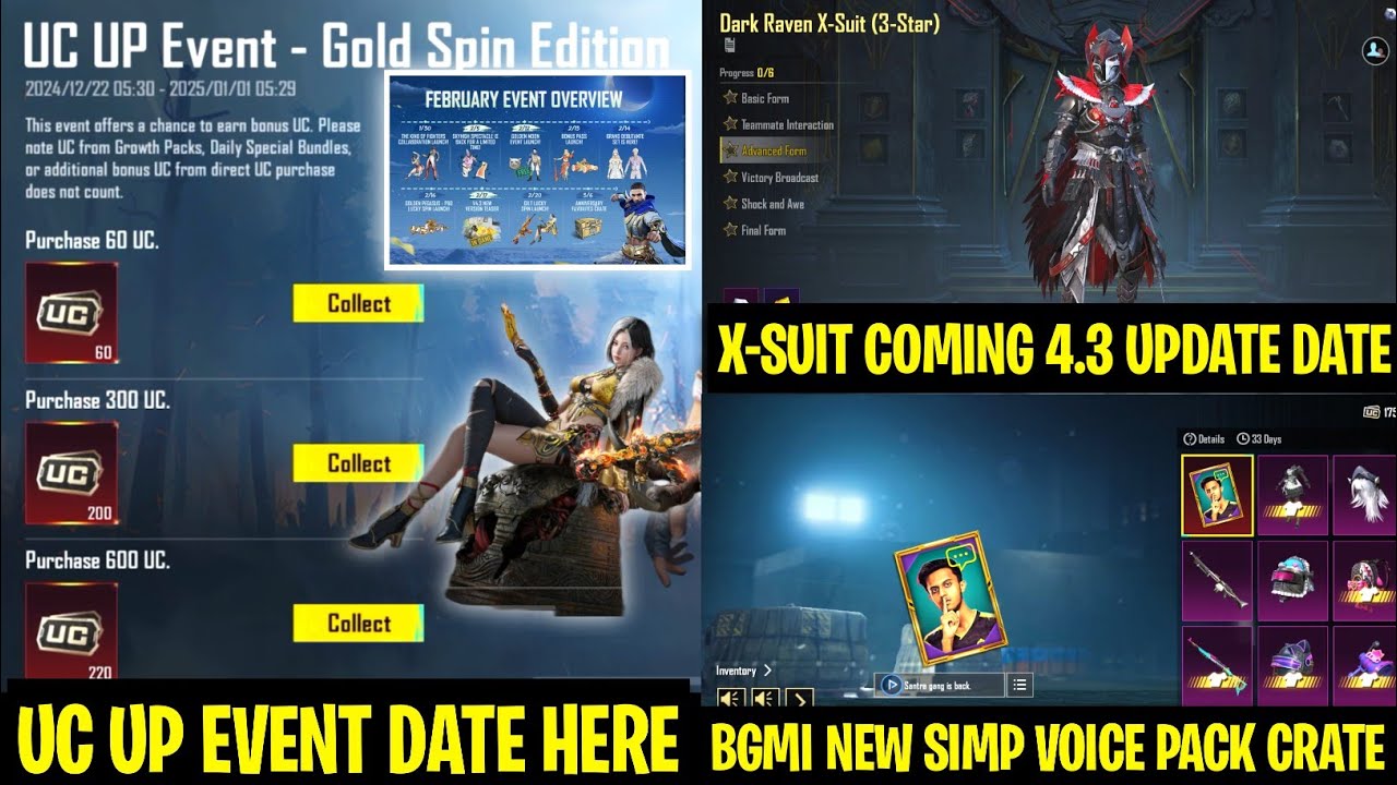 Good News😍 Recently Changed X-Suit Date | 4.3 Update Date Here | Next Uc Up Event | Simp Crate Bgmi 
