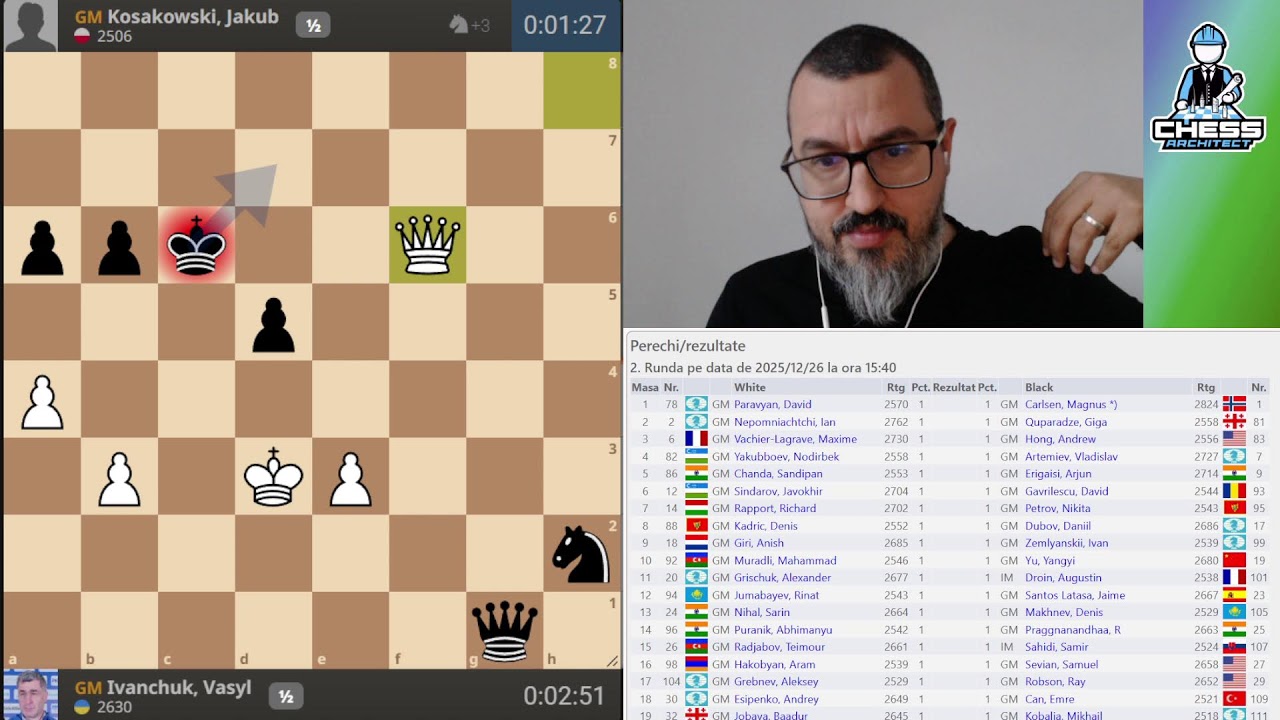 Campionatul Mondial de Șah Individual 2025 - Proba de Șah Rapid Runda 2 | lichess.org