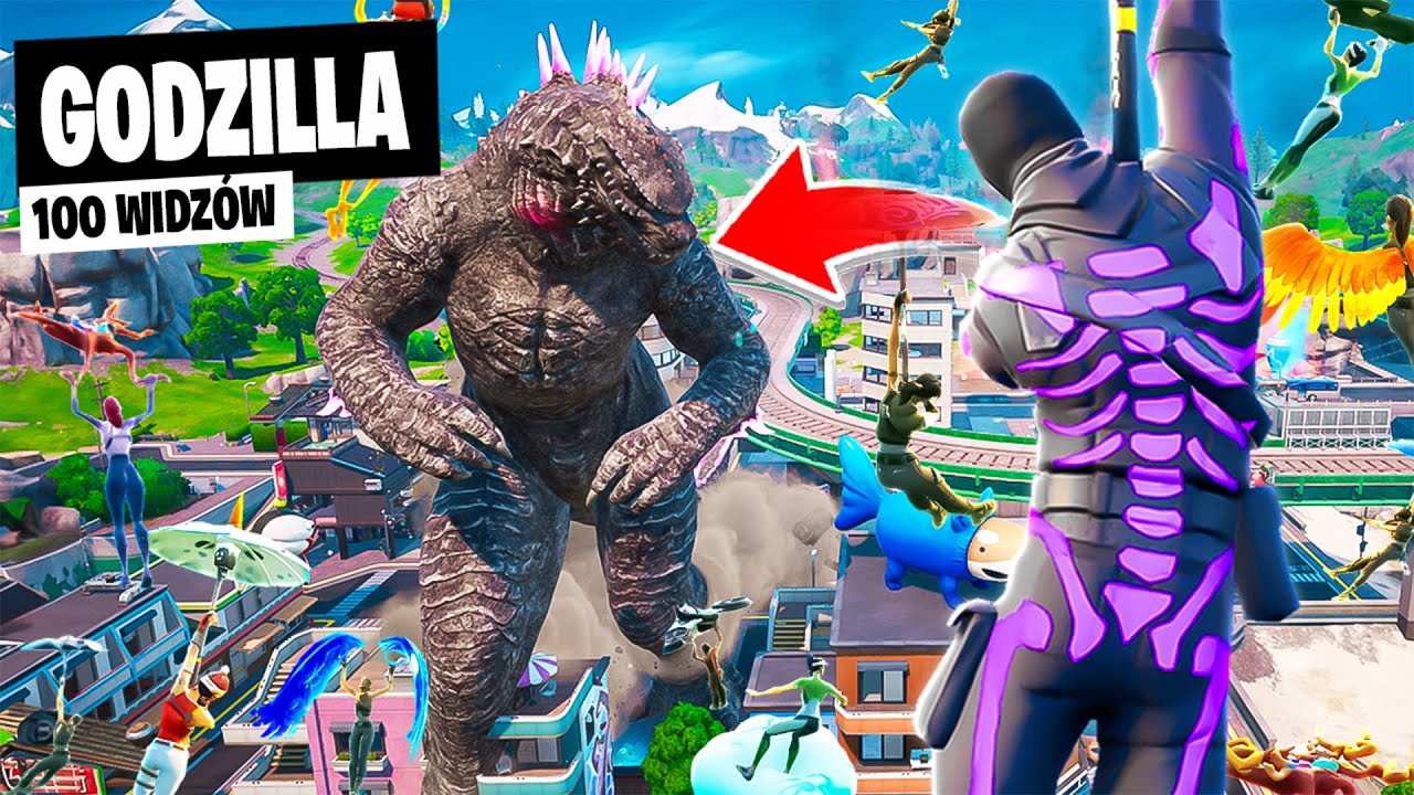 100 WIDZ&Oacute;W na GODZILLĘ w Fortnite