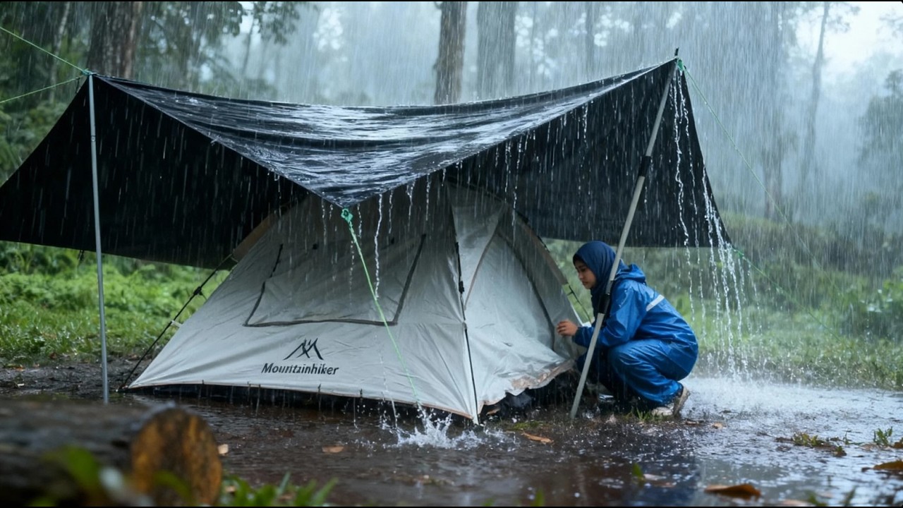 ЭКСТРЕМАЛЬНЫЙ ХОЛОД | КЕМПИНГ ВО ВРЕМЯ СИЛЬНОГО ДОЖДЯ С АВТОМАТИЧЕСКОЙ ПАЛАТКОЙ ‼ | РАССЛАБЛЯЮЩИЙ ДО