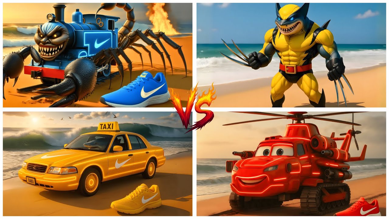 BRAINROT FIRE HELICOPTER MCQUEEN 🆚TAXI CAR🆚BRAINROT WOLVERINE - Tiles Hop EDM Rush!