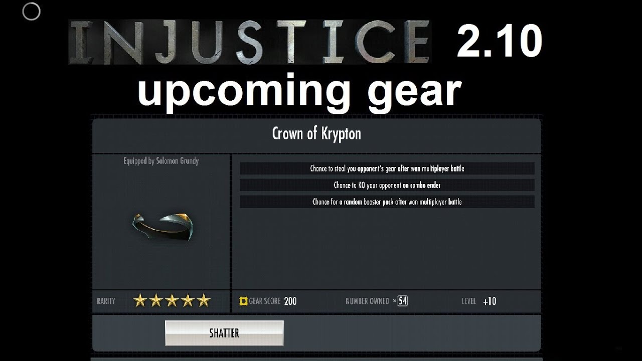 Injustice Mobile: Crown of Krypton, new gear in update 2.10