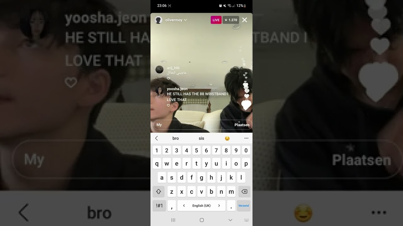 Part of Oliver Moy's livestream on insta
