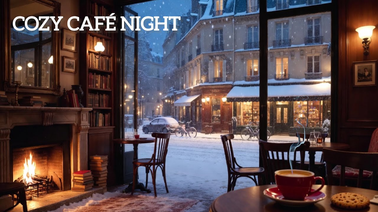 Cozy Café Night in Paris ❄️☕ | Piano & Violin Ambience (1940s–1950s)