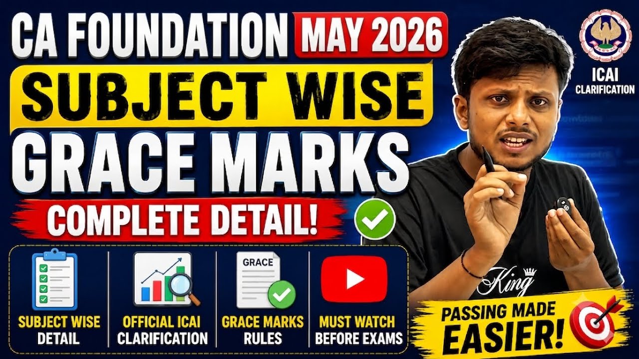 CA Foundation May 2026: Complete Information on Subject-wise Grace Marks | As per ICAI Guidelines