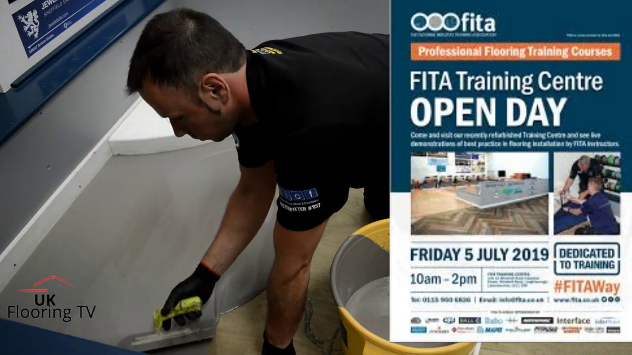 Mark Smurthwaite demonstrating floor smoothing compunds at the FITA open day