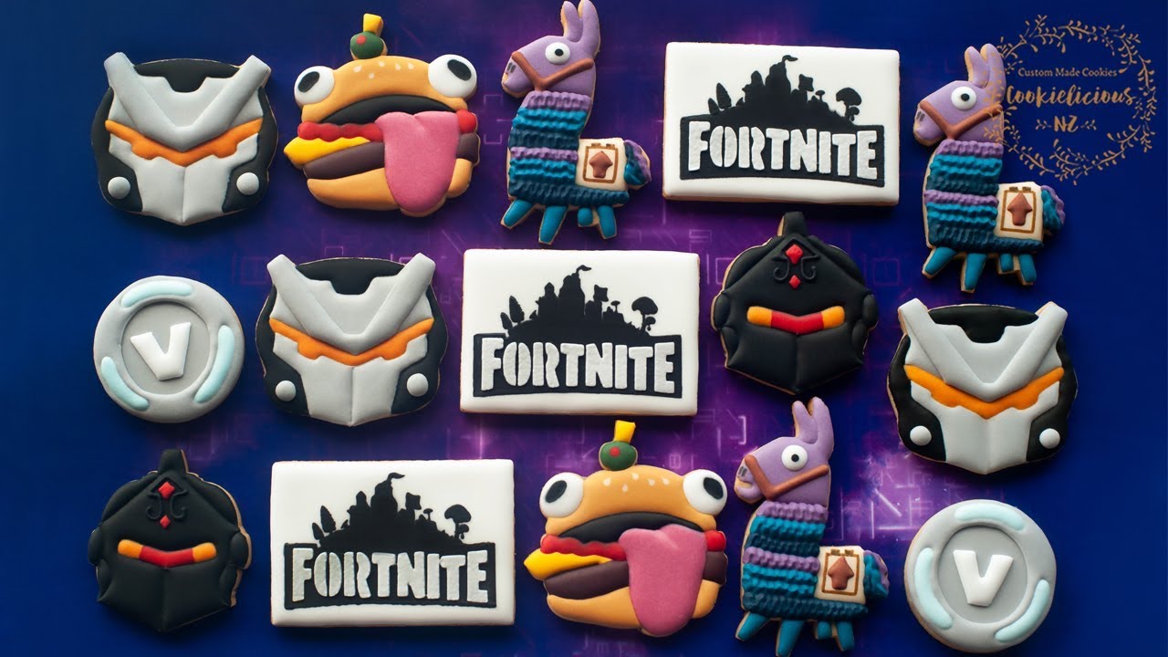 FORTNITE Cookies  PART 1 ~ How to make Durr Burger/Beef Boss, Black Knight, Omega & Fortnite LOGO!