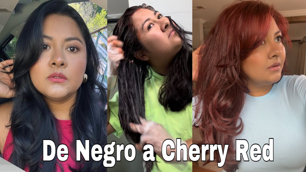 Me PINTE el CABELLO de NEGRO a ROJO 🍒 y TE MUESTRO como PASO a PASO