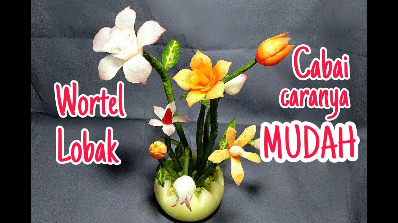 GARNISH BUKET BUNGA dari Sayuran Lobak dan Wortel