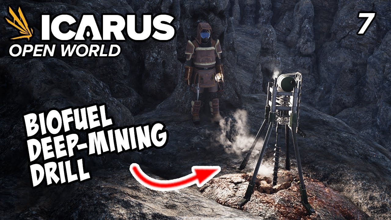 Setting up Deep-Mining Drill and mining more caves! Icarus Open World Mode - EP7