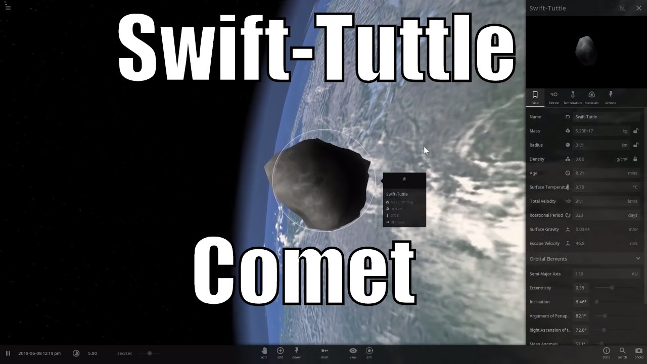 Universe Sandbox 2 - Swift Tuttle comet hitting Earth and Perseid shower