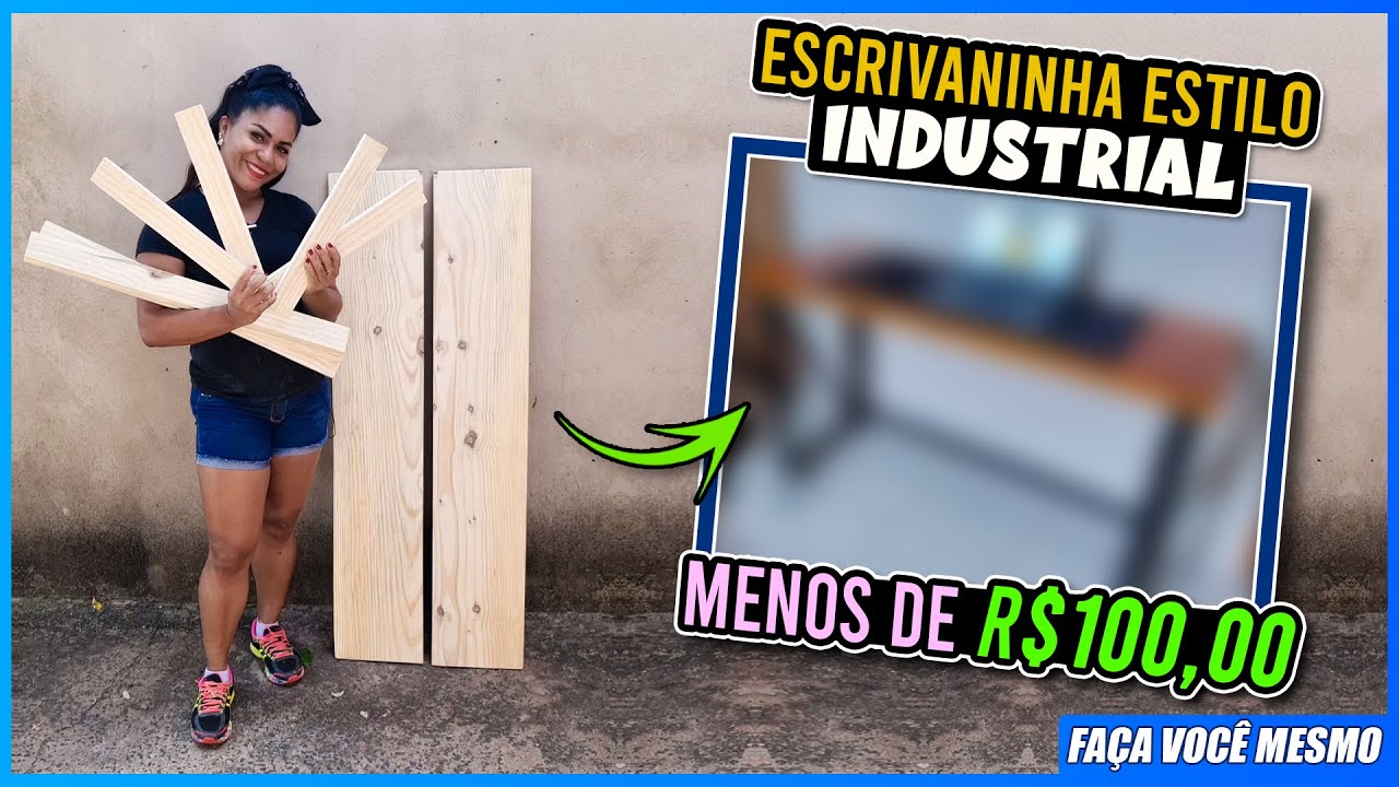 ESCRIVANINHA DE MADEIRA PARA ESCRITÓRIO ESTILO INDUSTRIAL POR MENOS DE R$100,00, COMO FAZER