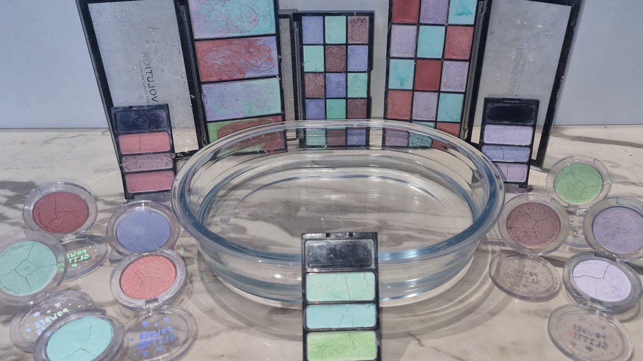 PURPLE GREEN and RED - Mixing Makeup Eyeshadow into Clear Slime | Satisfying Slime Relaxing ASMR