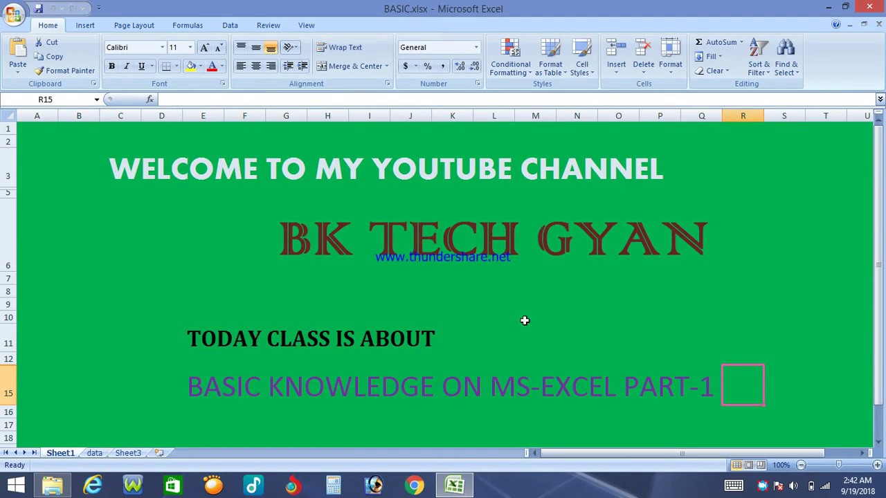 BASIC KNOWLEDGE ON MS EXCEL,ODIA, BK TECH GYAN