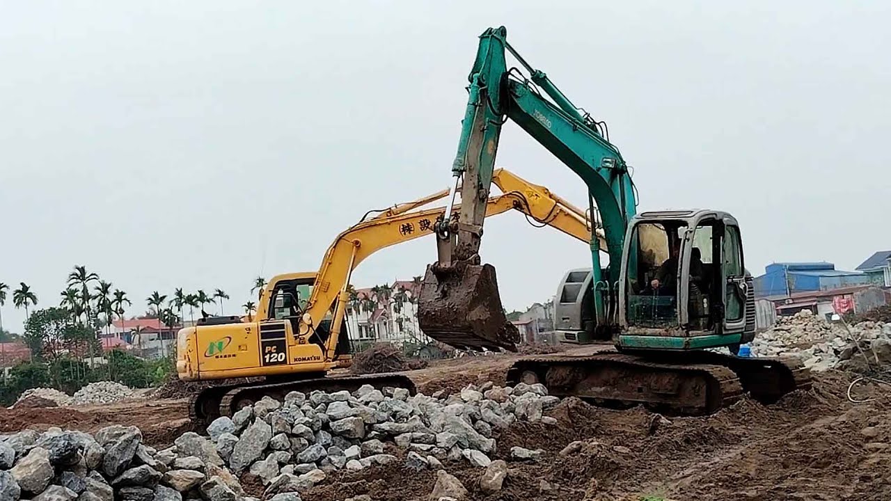 New project: KOMATSU PC120 excavator, sand dump truck.